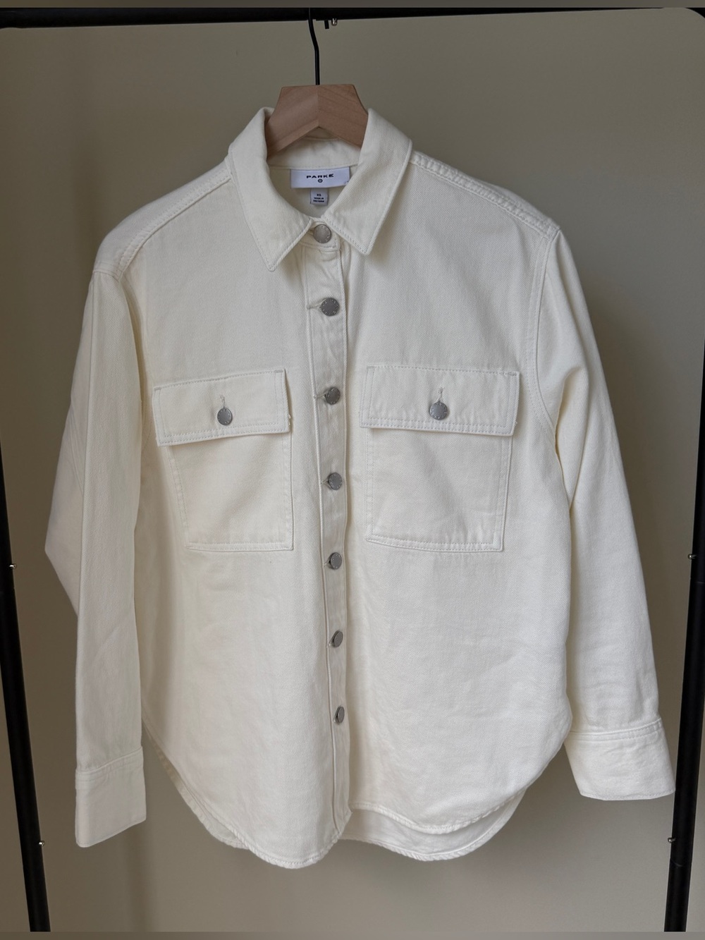 Parke x Target Long Sleeve Denim Shacket in Cream